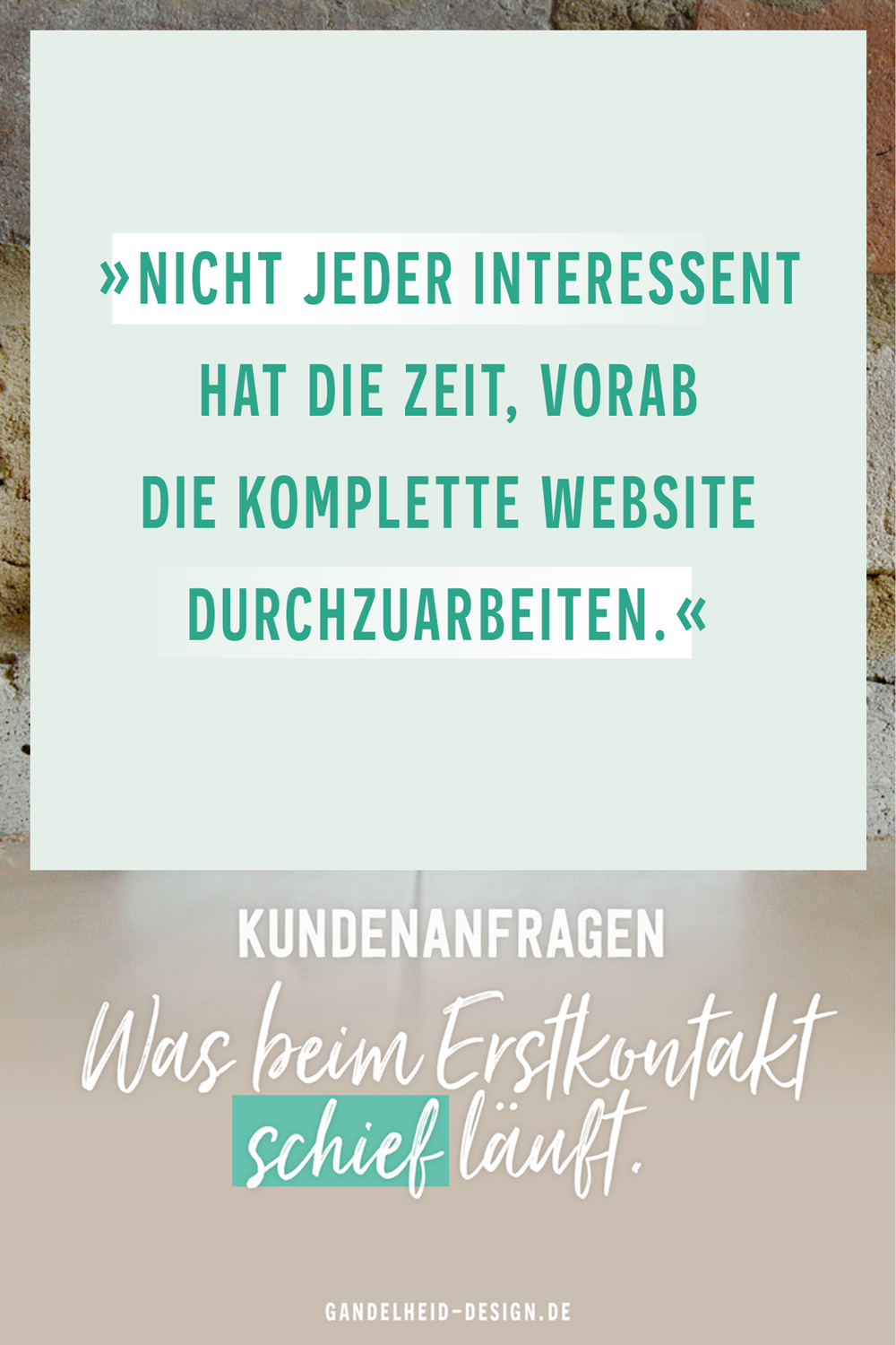 Nicht jeder Interessent nimmt sich die Zeit, vorab die komplette Website durchzuarbeiten.