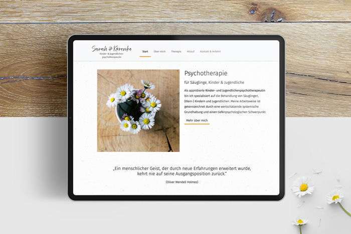 Kompakte Website für selbstständige Psychotherapeutin