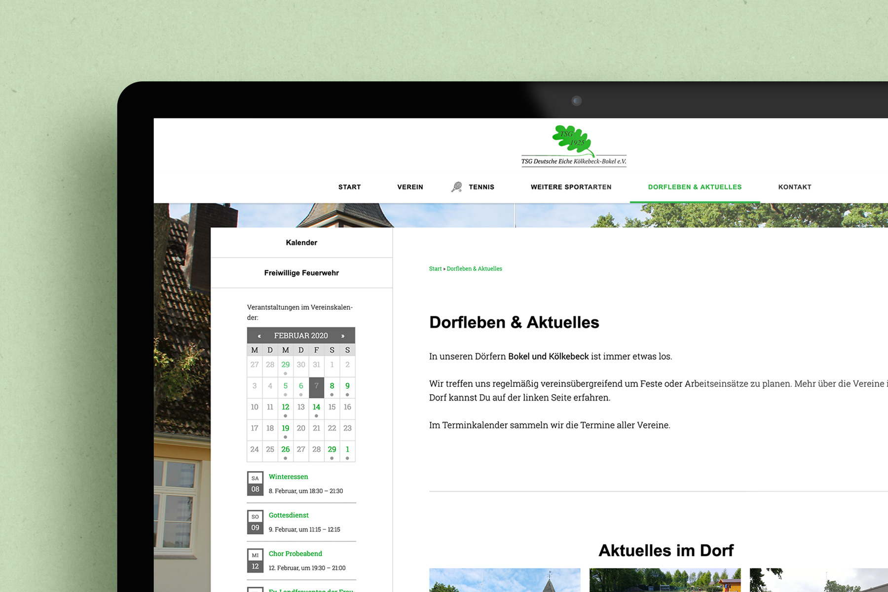 Vereins-Website mit WordPress, Gestaltung Detail