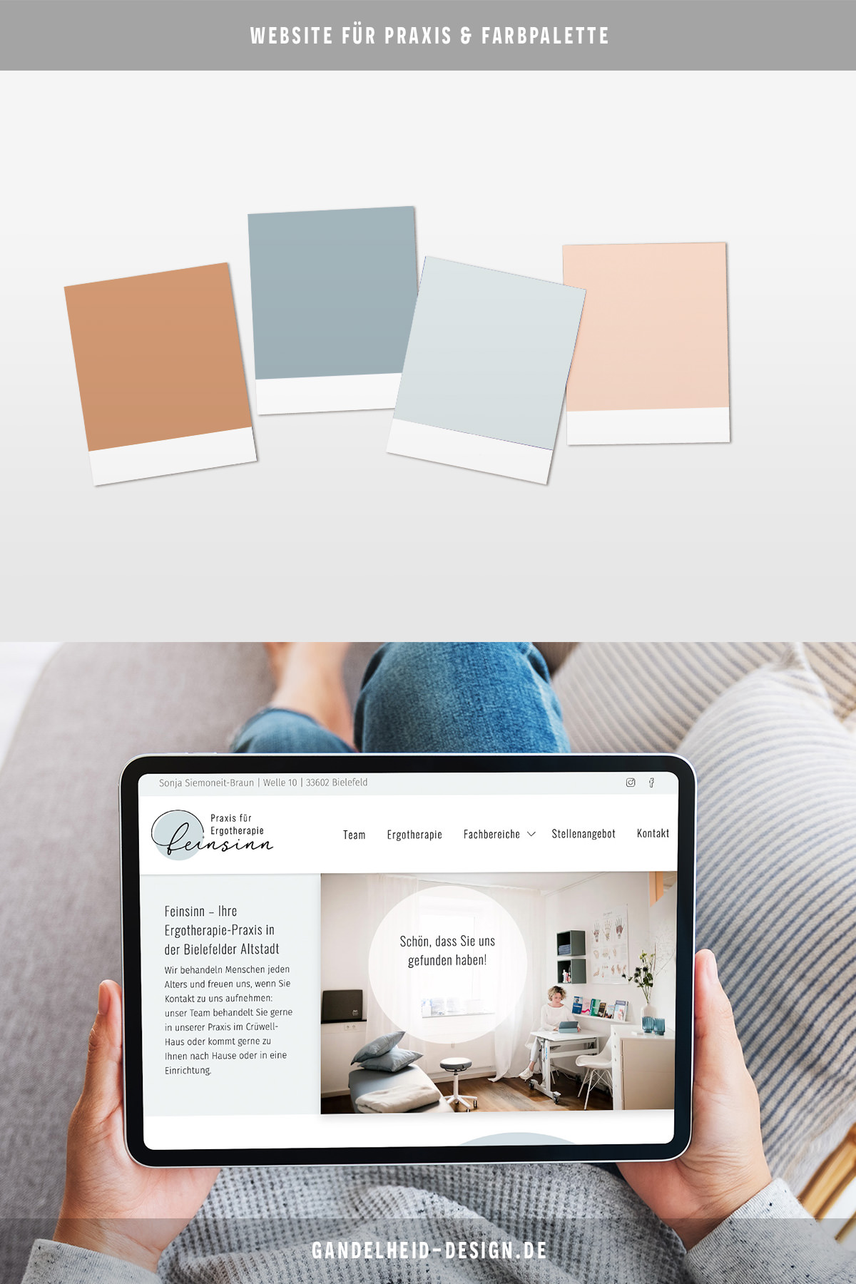 Farbpalette und Gestaltung für die Website
