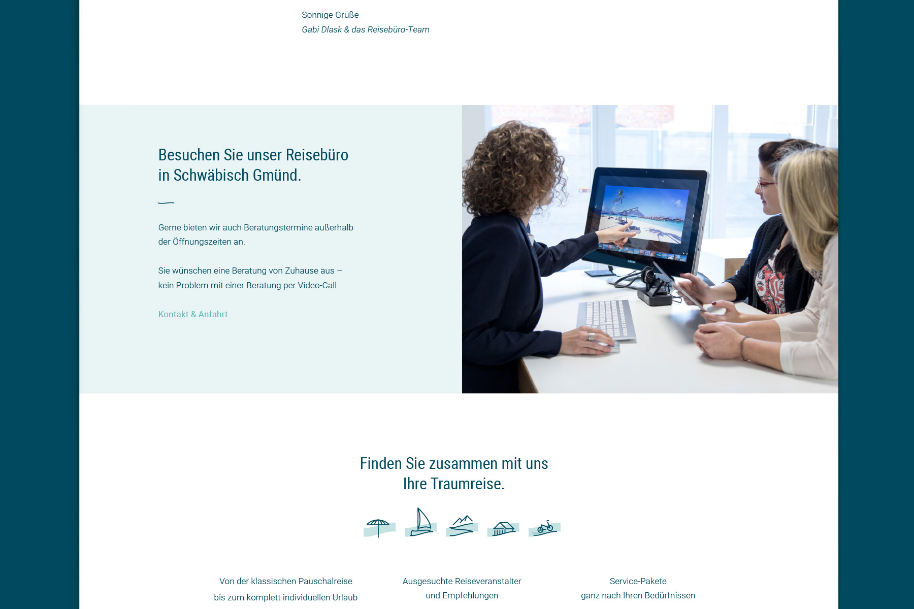 Webdesign und Layouts für Reisebüro-Website