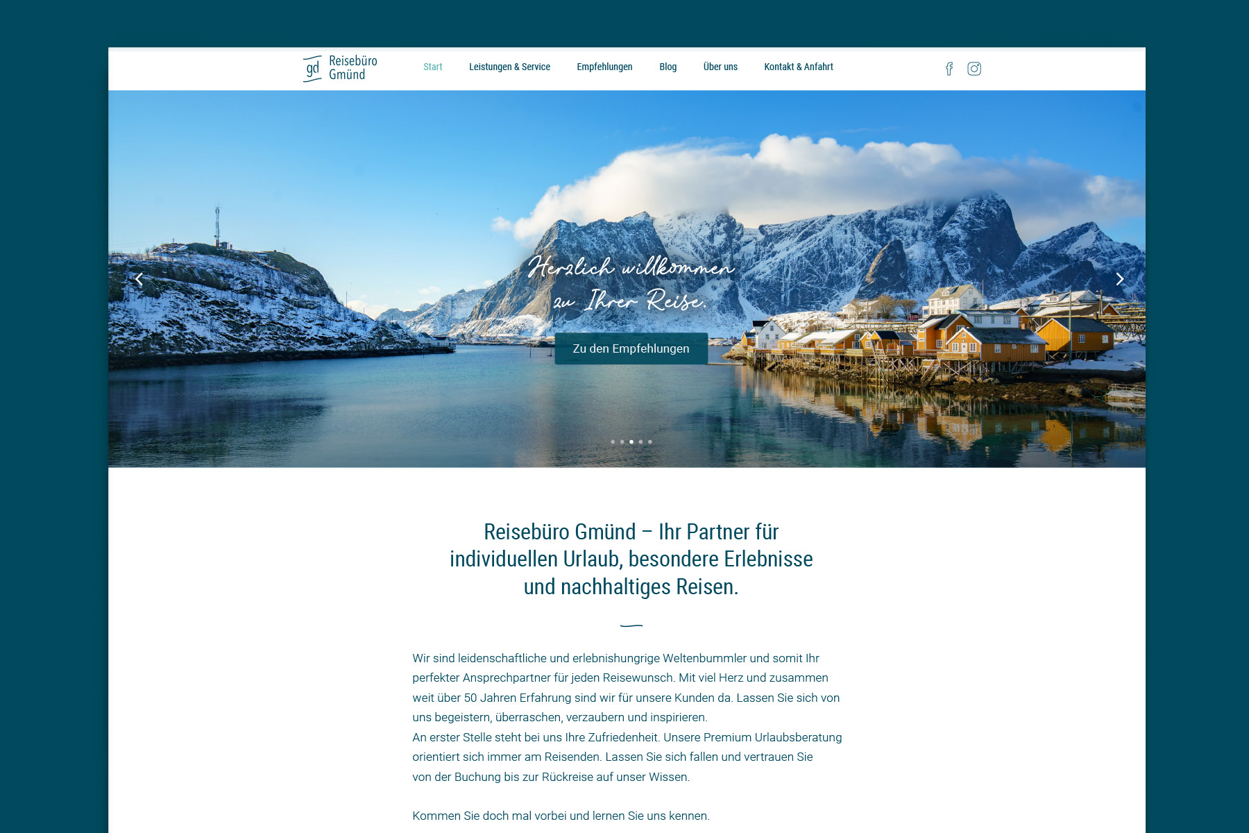 Webdesign und Layouts für Reisebüro-Website