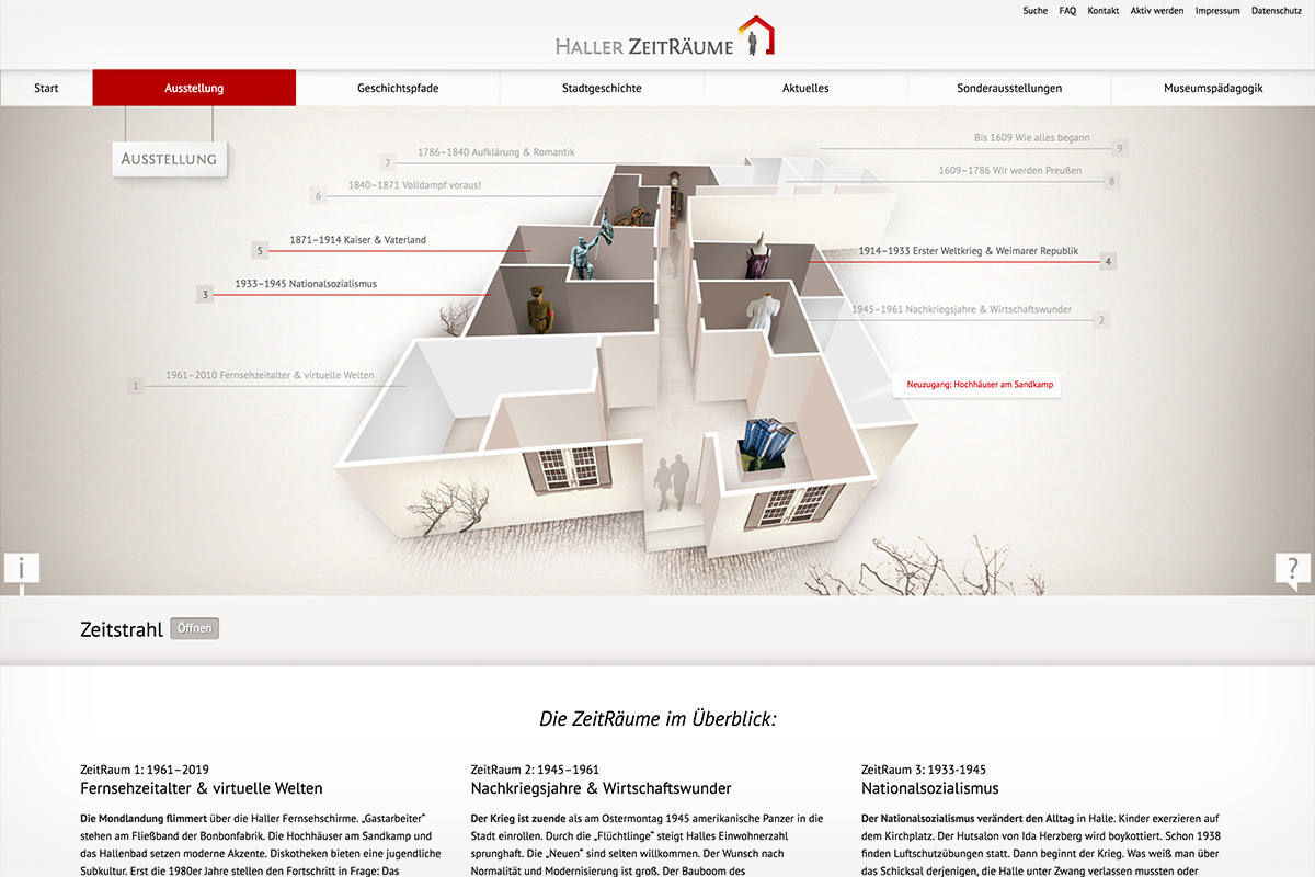 Website-Relaunch für virtuelles Museum, interaktiver Grundriss