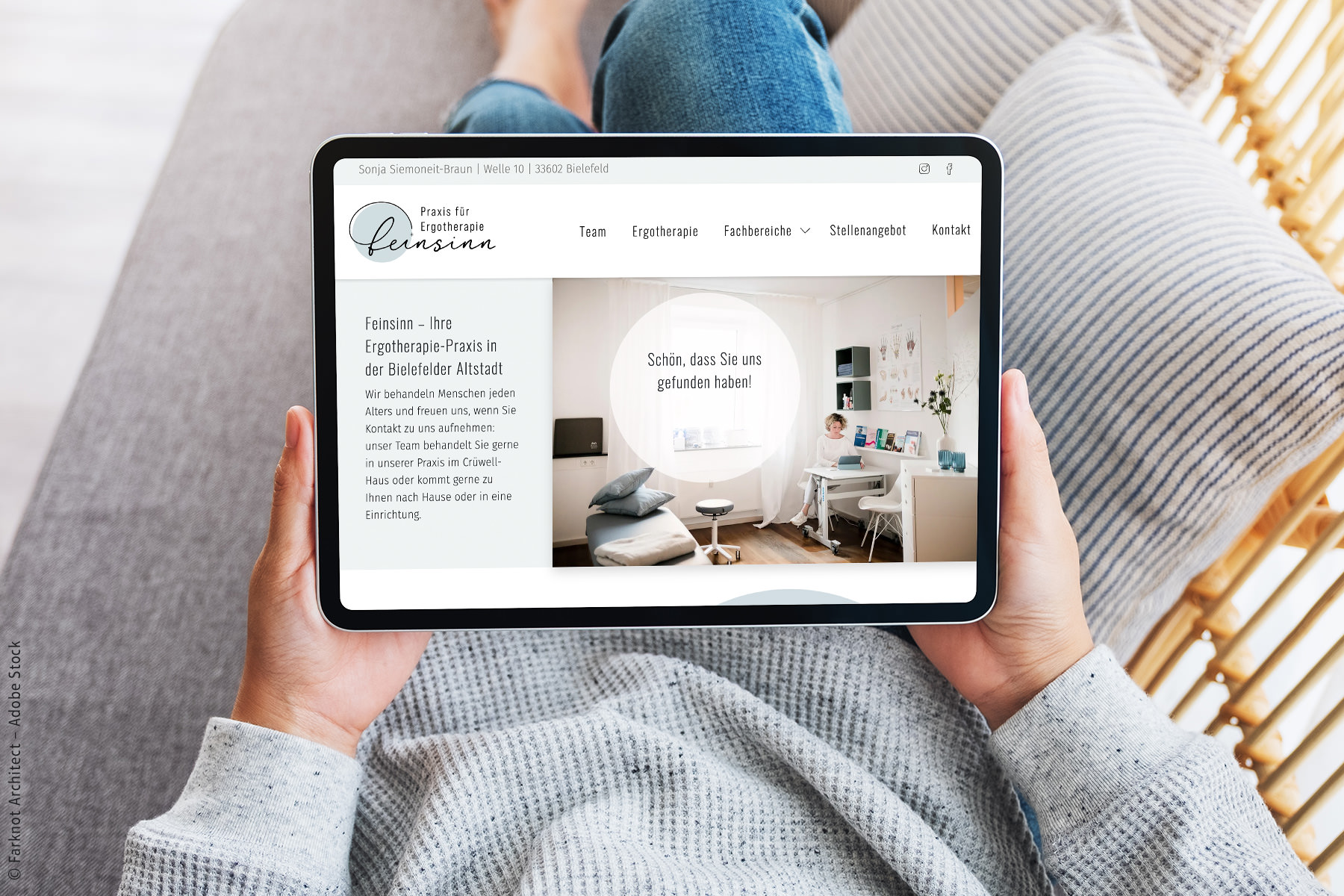 Website für neu gegründete Ergotherapie-Praxis, Website-Design auf Tablet